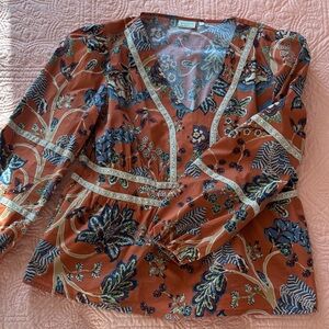 Spartina 449 Rust Floral Blouse